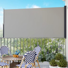 Outsunny Markiza Boczna, Rolowana, Rozsuwana, Ochrona Przeciwsłoneczna, Aluminium/Poliester, 3 x 1,4 m, Jasnoszary