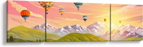 Obraz balonów nad krajobrazem (170x50 cm)