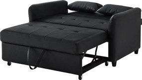Sofa 2-osobowa - Sofa z regulowanym oparciem w trzech pozycjach i funkcją spania - Czarny PU