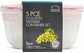 LOCKnLOCK Zestaw pojemników na żywność Lockokrągłe, 5 szt.
