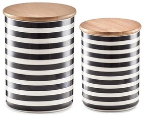 Zestaw ceramicznych pojemników STRIPES z bambusową pokrywką, 2 sztuki, ZELLER