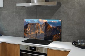 Szklany Panel Ognisty Zachód Słońca w Górach