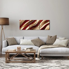 Obraz - Złoto - biała tekstura (z zegarem) (90x30 cm)