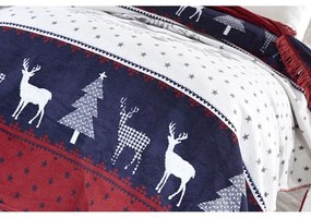 Czerwono-niebieski koc ze świątecznym motywem z mieszanki bawełny 150x200 cm – Mila Home