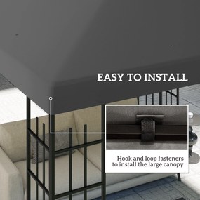 Outsunny 3 x 3 m Zamienna plandeka do pawilonu, plandeka ogrodowa do pawilonu, z otworami drenażowymi, UPF30+, Ciemnoszary