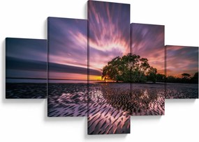 Obraz plaży o zachodzie słońca (125x70 cm)