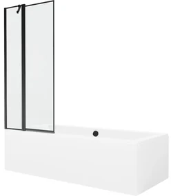 Mexen Cube wanna prostokątna 170 x 80 cm z obudową i parawanem 1-skrzydłowym 80 cm, czarny wzór - 550517080X9408117070