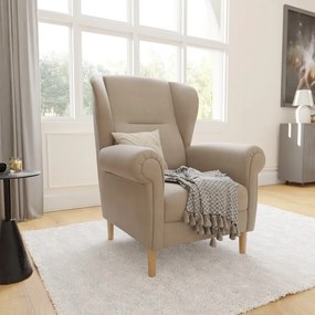 Jasnobrązowy fotel typu uszak Swan – Ropez