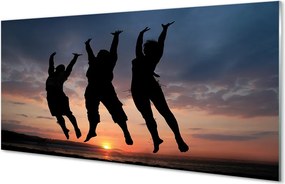 Szklany Panel Ludzie na tle Zachodu i Chmur