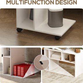 HOMCOM Stolik pomocniczy, wózek serwisowy w kształcie litery C, 4 kółka, 3 komory, 40 x 30 x 69 cm, Biały