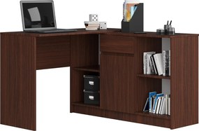 Biurko narożne AKORD B17 Wenge 120 cm Zestaw z komodą 1 drzwi 1 szuflada kolor Wenge mat 6 półek 120x126x79 cm