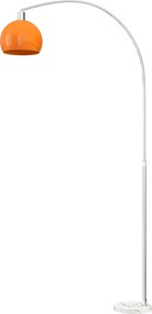 HOMCOM Lampa łukowa z przełącznikiem nożnym, z marmuru, metalu i tworzywa sztucznego, 26x90x180 cm, Biały i Pomarańczowy