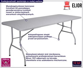 Szary prostokątny stół składany w walizkę 180 cm - Eugene 3X