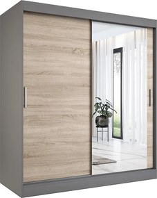 Szafa przesuwna antracyt + dąb sonoma 180 cm M3-B24