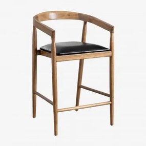Zestaw 4 Wysokich Skórzanych Stołków Visby (70 Cm) Czarna - Sklum