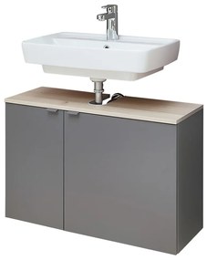 Szaro-naturalna wisząca szafka bez umywalki w dekorze sosny 53x80 cm Quickset 394 – Pelipal