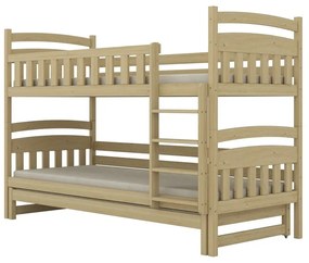 Łóżko piętrowe JULITA 160x80 sosna lakierowana drewniane trzyosobowe KOCOT KIDS