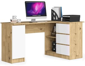 Prawostronne biurko z komodą dąb artisan + biały - Volume 4X