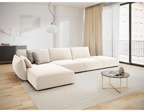 Beżowy aksamitny narożnik (lewostronny/z szezlongiem) Vanda – Mazzini Sofas