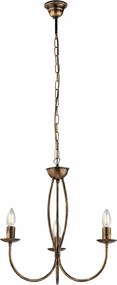 Botte - Brązowy lakierowany żyrandol z żelaza z dekoracją w kolorze starego złota, 3 światła, 110 cm - Ø45 cm - BL147-3-BR