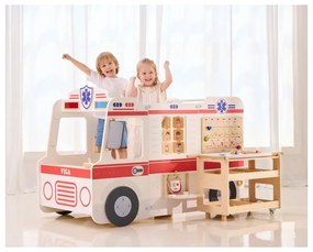Viga duży drewniany ambulans zestaw karetka małych ratowników akcesoria 25 el.