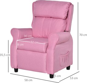 HOMCOM Fotel dziecięcy sofa dziecięca kanapa dziecięca tapczan regulowany z podnóżkiem różowy