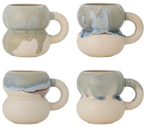 Niebieskio-kremowe kamionkowe kubki zestaw 4 szt. 400 ml Luna – Bloomingville