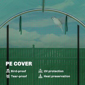 Outsunny Szklarnia 3 x 2 x 2 m tunel foliowy z rolowanymi drzwiami, 2 drzwi na zamek błyskawiczny i 6 siatkowych okien, pręty podpierające, zielony | Aosom PL