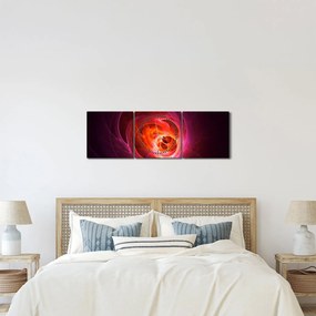 Nowoczesny obraz różowej abstrakcji (z zegarem) (90x30 cm)