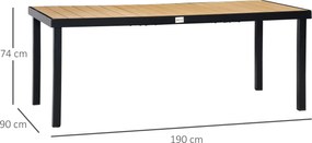 Stół ogrodowy Outsunny dla 8 osób, aluminium 190 cm x 90 cm x 74 cm