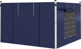 Outsunny Zasłony Pawilonu, 2 Sztuki, Do Pawilonów Ogrodowych 3x6m lub 3x3m, Z Oknami i Drzwiami, Niebieski