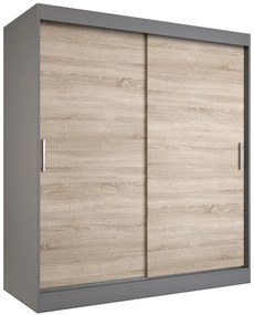 Szafa przesuwna 180 cm antracyt + dąb sonoma - Erco 5X