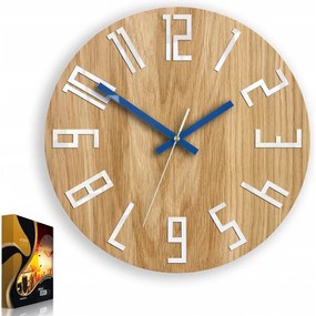 Zegar na ścianę nowoczesny drewniany z dużymi cyframi okrągły cichy loft