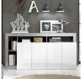 Komoda LENOR biała/szara beton