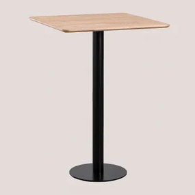 Wysoki Kwadratowy Stół Barowy W Okleinie Jesionowej Frappe ↔︎ 70 Cm & Czarny - Sklum