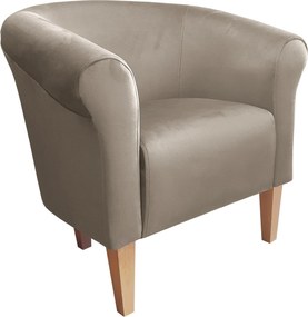 Fotel Milo tkanina Welur wygodny fotel tapicerowany do salonu i sypialni : Kolor nogi - Drewno, Kolor tkaniny - VELVET - MG09, Wysokość nogi - 20 cm