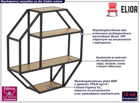 Nowoczesna loftowa półka ścienna w kolorze dębu - Naja