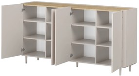 Komoda Elivo 200 cm na nóżkach - kaszmir / dąb olejowany