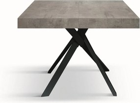 Stół drewniany cementowo-szary, nogi metalowe antracytowe 95x90-145x90cm - FORTE DEI MARMI
