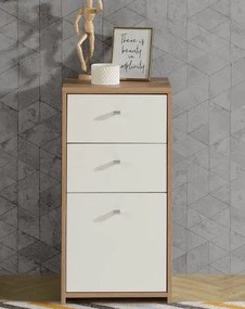 Wąska komoda z 2 szufladami i szafką Best Chest 211, biały/dąb artisan