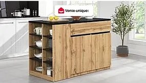 Wyspa kuchenna z miejscem do przechowywania - Kolor czarny i naturalny - MEILI