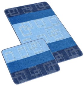 Bellatex Zestaw dywaników łazienkowych Bany bezwycięcia Kostka niebieska, 60 x 100, 60 x 50 cm