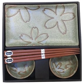 6-częściowy komplet zielonych naczyń ceramicznych do sushi MIJ