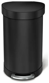 Simplehuman Półokrągły kosz pedałowy z ramą zestali nierdzewnej 45 l, czarny