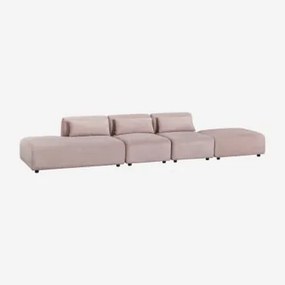 3-częściowa Sofa Modułowa Z Lewym Szezlongiem I Pufem Fogler Sztruksu Wino Różowe - Sklum