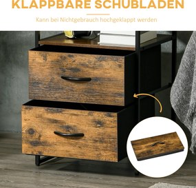 HOMCOM Szafka Salonowa, Dodatkowy Mebel, Szuflady z Tkaniny, MDF, Konstrukcja Stalowa, Brązowa