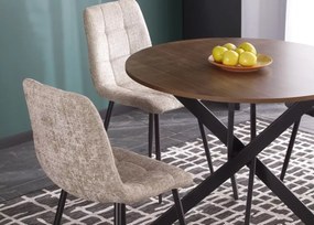 Stół okrągły Stockholm 100 cm loftowy – blat MDF / spiek marmur, metalowe nogi czarne