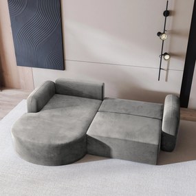 Masseno Narożnik AMILIA z funkcją spania i pojemnikiem na pościel Narozniki L, Rozkładana sofa - Jasnoszary, MONOLITH 84