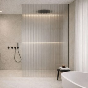 Ścianka prysznicowa ryflowana ARTE WELLE XXL Clear szkło transparentne ryflowane | Różne rozmiary : Kolor profili kabiny - chrom / srebrny, Rozmiar - 110 x 300 cm