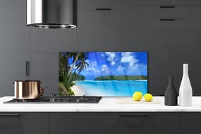 Szkło do Kuchni na Ścianę Egzotyczna Plaża Pod Palmami